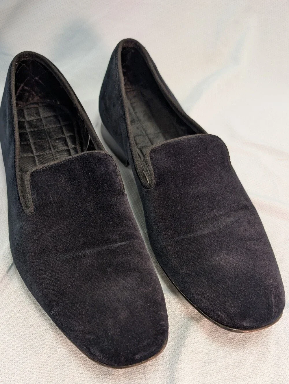 Vintage Brooks Brothers Men's Blue-Black Velvet Evening Slippers Size 11.5
